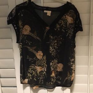 Anthropology Meadow Rue blouse XS black